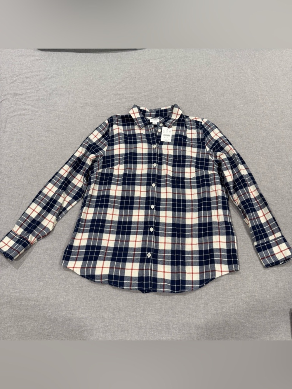 NWT J. Crew Women's Flannel button down shirt blue, white, and red Sz Small - Picture 2 of 10